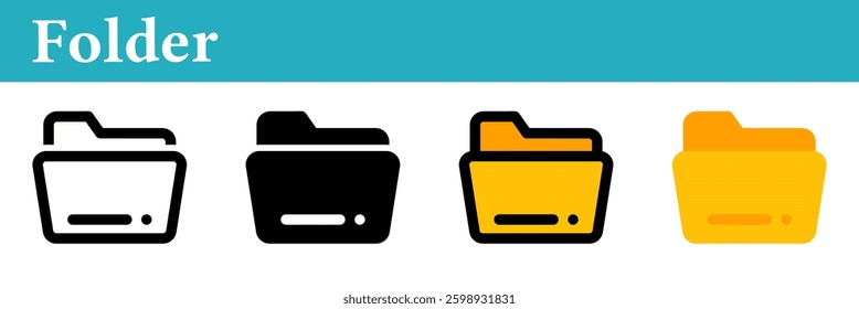 Folder icon on white background. Folder symbol. Line, glyph, colored outline, flat icon style. For web and mobile design.