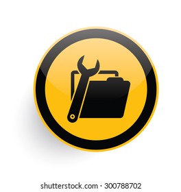 Folder icon on yellow button background,clean vector