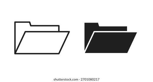 Símbolo de concepto de contorno de icono de carpeta con trazo editable en blanco