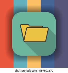 folder icon with outline and flat offset color
