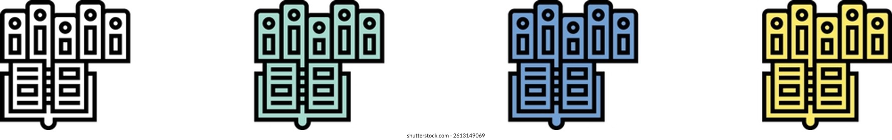 folder icon. Outline, Green, Blue and Yellow Style Design Isolated On White Background