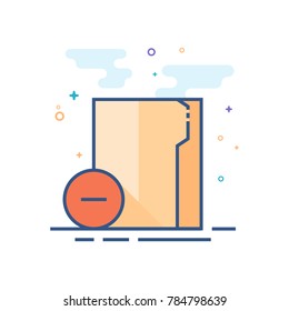 Folder icon in outlined flat color style. Vector illustration.
