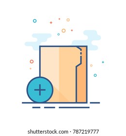 Folder icon in outlined flat color style. Vector illustration.