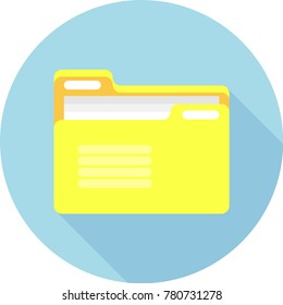 Folder icon with paper. Flat design. 