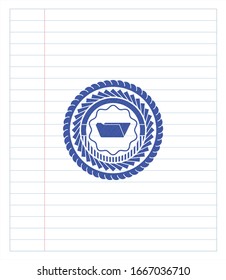 folder icon pen draw. Blue ink. Vector Illustration. Detailed.
