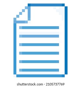 Folder icon in pixel art style. Paper sign. Retro 8 bit symbol. Vector illustration. Design for mobile app ui, logo, web