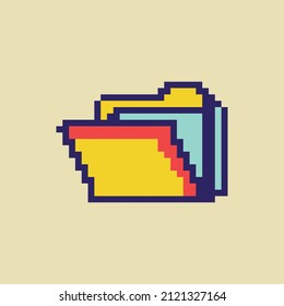 Folder icon in pixelated style isolated on a background. Can be used for your web site design, app, logo, UI. Vector illustration icon.