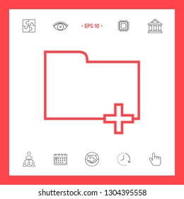 Folder icon with plus sign - Add, attach, create a folder or a new document.