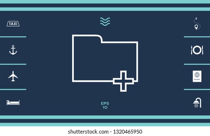 Folder icon with plus sign - Add, attach, create a folder or a new document.
