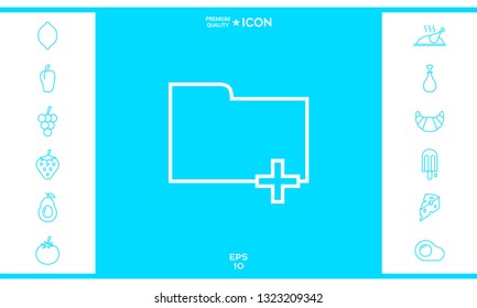 Folder icon with plus sign - Add, attach, create a folder or a new document.