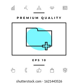 Folder icon with plus sign - Add, attach, create a folder or a new document.