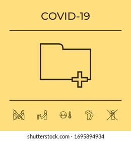 Icono de carpeta con signo más - Agregar, adjuntar, crear una carpeta o un documento nuevo.