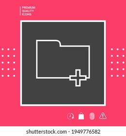 Folder icon with plus sign - Add, attach, create a folder or a new document. Signs and symbols for your design