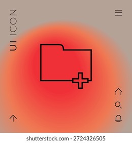 Icono de carpeta con signo más - Añadir, adjuntar, crear una carpeta o un nuevo documento. Signos y símbolos para su diseño