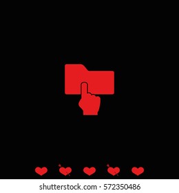 Folder icon. Pointer sign.