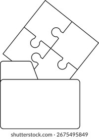 folder icon and puzzle icon with white background.with black lines