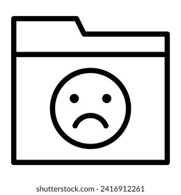 Folder icon with a sad face, indicating an error or negative outcome.