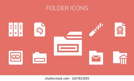 folder icon set. 9 filled folder icons.  Simple modern icons such as: Folder, File, Picture, Folders