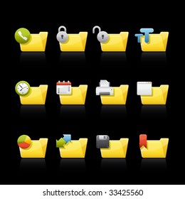 Folder Icon Set in Black. Vector in Adobe Illustrator EPS 8 for multiple applications.
