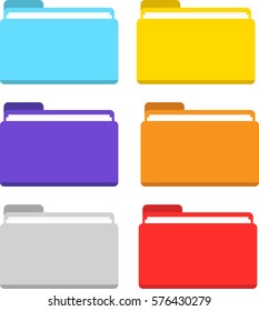 folder icon set colors isolated vector