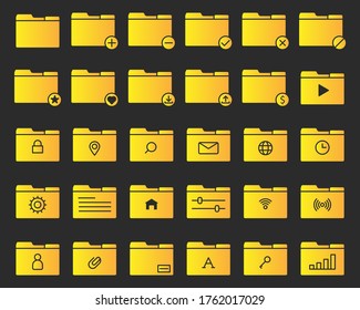 Folder icon set. Document file. File and folder icons set. vector illustration