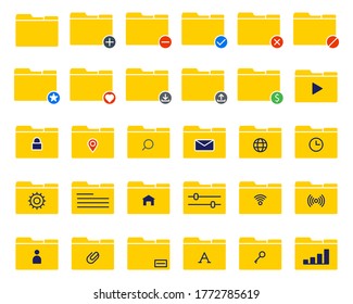Folder icon set. Document file. File and folder icons set. vector illustration