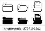 Folder icon set. Set of folder and file icons in a minimalist black and white style.