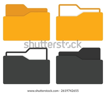 Folder icon set isolated on white background.