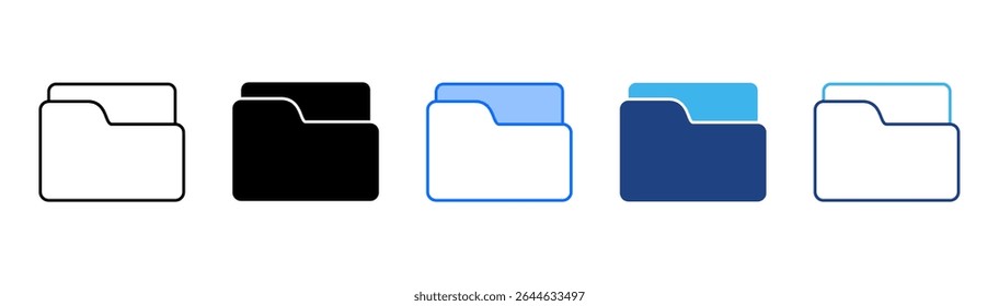 Folder icon set multiple style collection