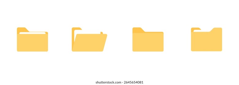 Folder icon set for organizing digital documents and files as vector illustration.