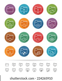 Folder Icon Set Thin Line Style Stock Vector (Royalty Free) 224265910 ...