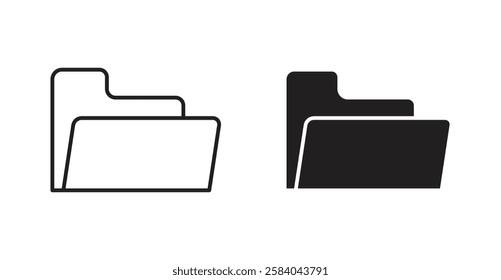 Folder icon set in thin line. vector illustrations for web