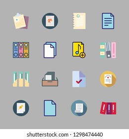 folder icon set. vector set about filing cabinet, document, file and music file icons set.