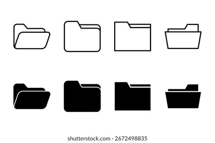 Conjunto de ícones de pasta. ícones de vetor de pasta