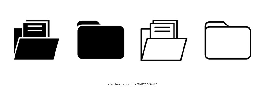 Conjunto de ícones de pasta. ícones de vetor de pasta