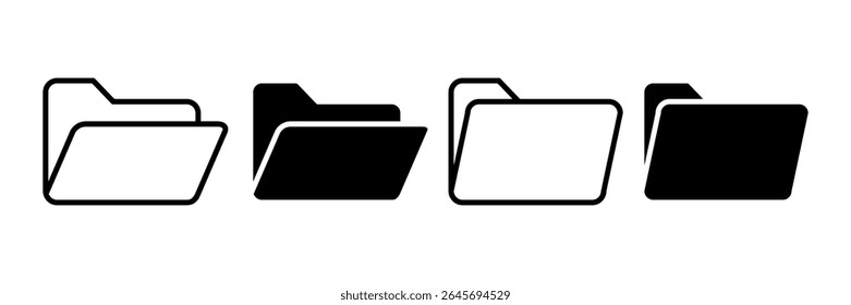Folder icon set. Vector illustration.
