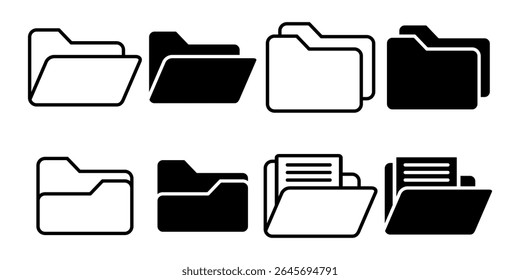 Folder icon set. Vector illustration.