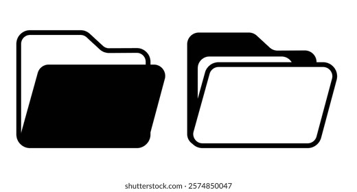 Folder icon set vector. folder sign and symbol, Design for app, logo. File folder in flat style. Computer files directory, line pattern, Scheme made from empty maps. Folder with network, Data storage.