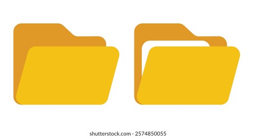 Folder icon set vector. folder sign and symbol, Design for app, logo. File folder in flat style. Computer files directory, line pattern, Scheme made from empty maps. Folder with network, Data storage.