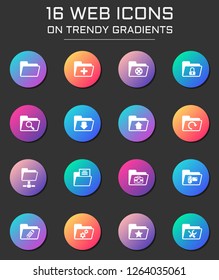 folder icon set. folder web icons on round trendy gradients