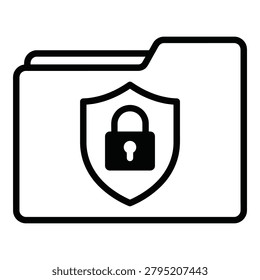Folder icon with shield and padlock symbolizing secure data protection icon