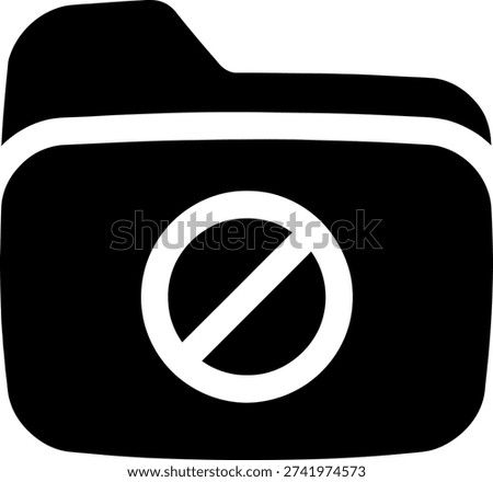 Folder icon showing with restricted symbol on it meaning access denied or unavailable