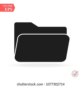 Folder Icon. Simple flat symbol. Perfect Black pictogram illustration on white background.
