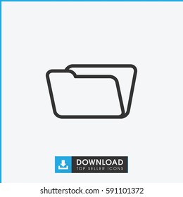 folder icon. Simple outline folder vector icon. On white background.