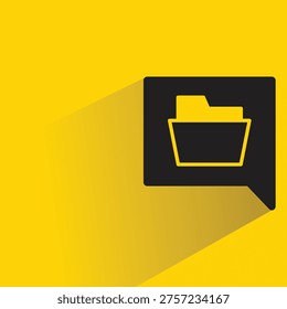 folder icon in speech bubble with shadow on yellow background