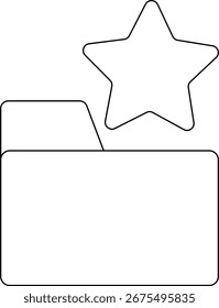 Icono de carpeta e icono de estrella con fondo blanco. con líneas negras
