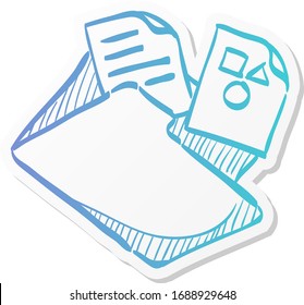 Folder icon in sticker color style. Computer office files binder add