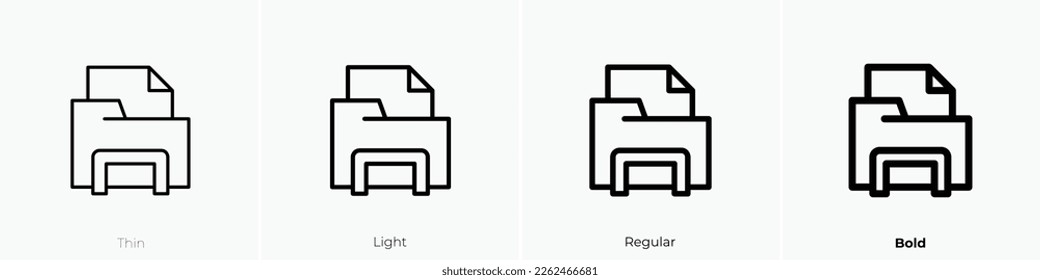 folder icon. Thin, Light Regular And Bold style design isolated on white background