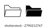 Folder icon thin line and clipart style vector set
