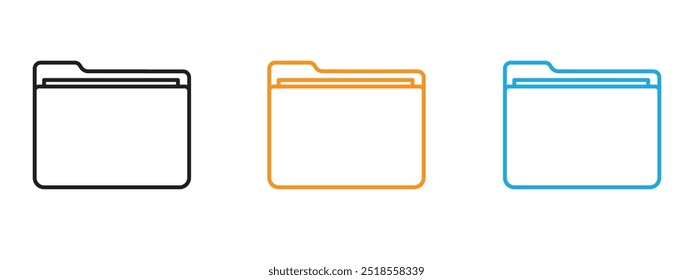 Conjunto de ilustración de línea delgada de icono de carpeta